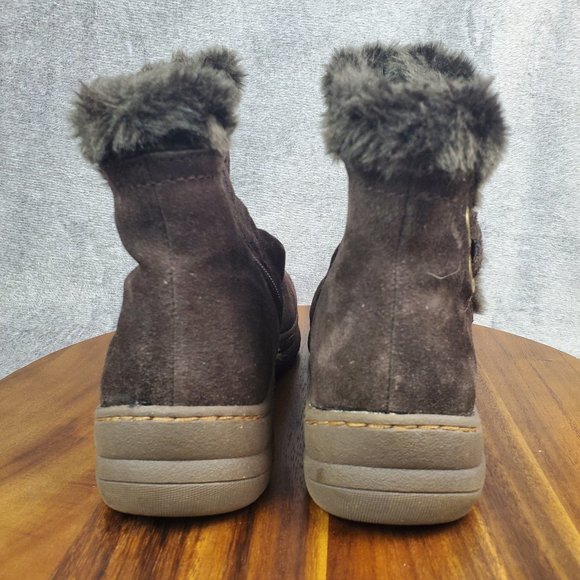 Baretraps Boots Womens 8.5 M Brown Suede Leather Faux Fur Lined Zip Winter Ankle - Picture 4 of 9